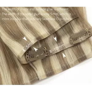 Natural Hair Clip-in Extensions 40cm Seamless - Black