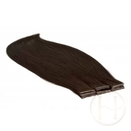 1b bardzo ciemny brąz Włosy na taśmie silikonwej 50cm skin weft TAPE ON