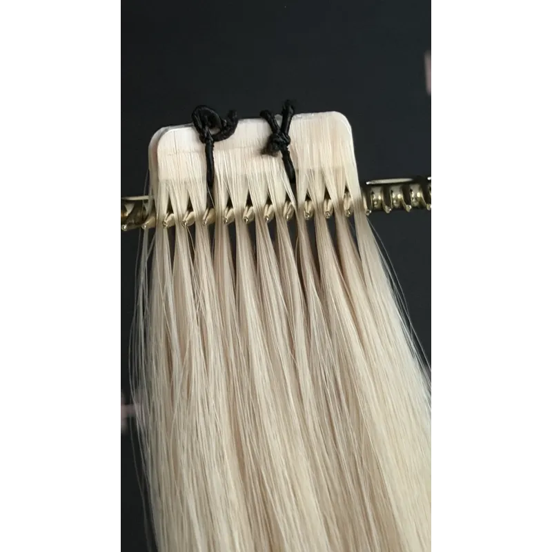 pearl NEW Perlblond 40cm SLIM TAPE ON 3cm GoldLine WAVE gewellt