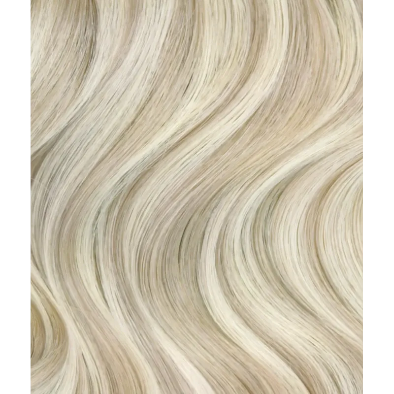 P8/60 Carmel Latte 50cm FLAT KERATIN GoldLine WAVE Haare gewellt Mini Bondes